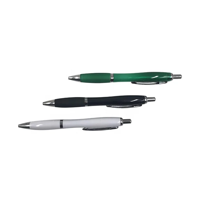 Best cheap promotional custom logo plastic biro ballpoint pens with rubber grip click