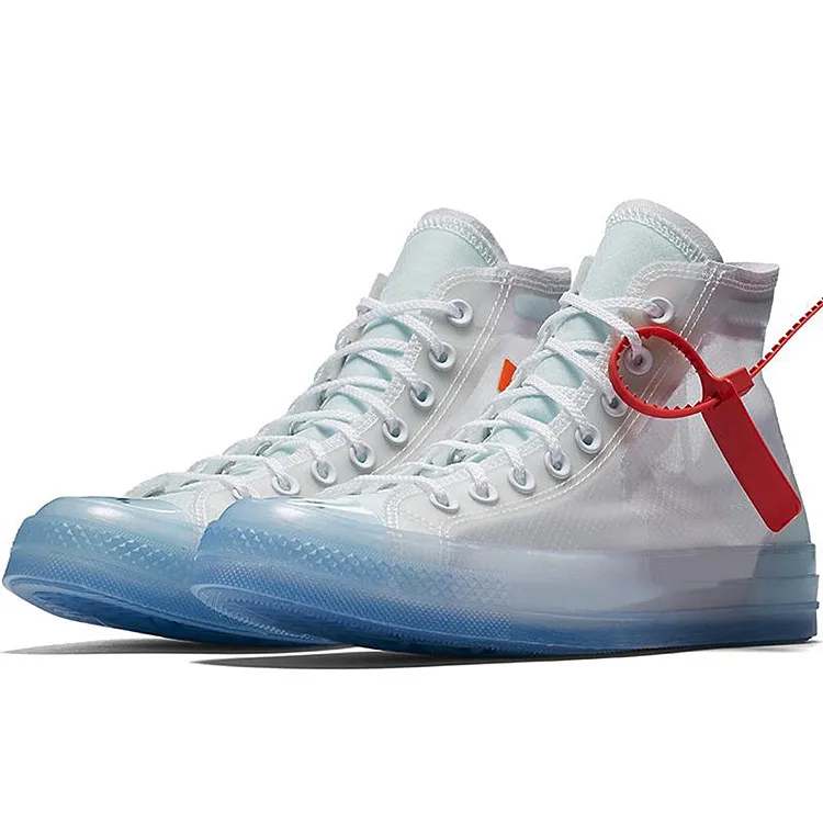 
China high-top brand white shoes chuck taylor flat leisure shoes crystal clear canvas shoes 