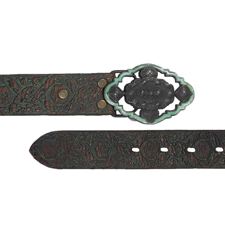 Custom Vintage Western Retro Flower Carved Hand Tooled Leather Belts For Women And Men