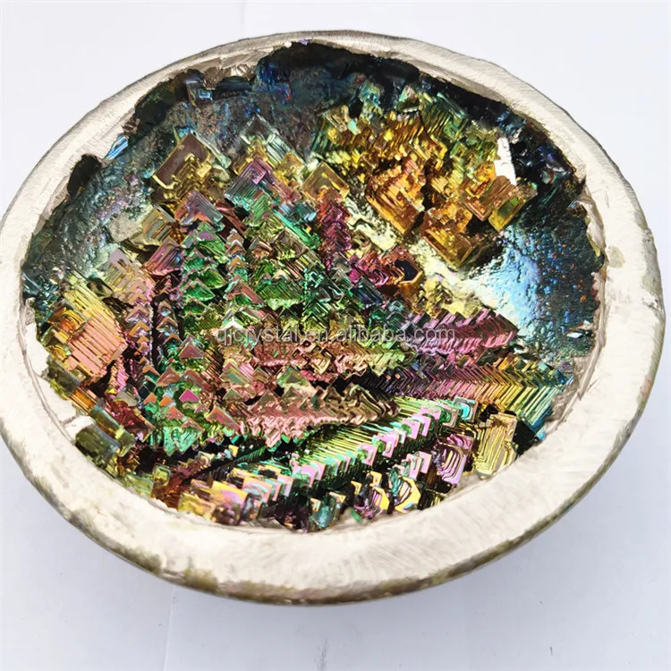 Rainbow Bismuth Mineral Pyramid Crystal Bismuth Ore Craft Decoration