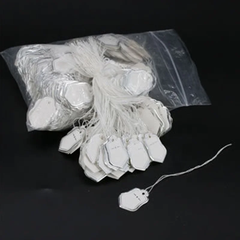 China Factory Jewlery Price Tag Pendurar White Jewelry Brand Price Tag with String Small Labels for Jewellery