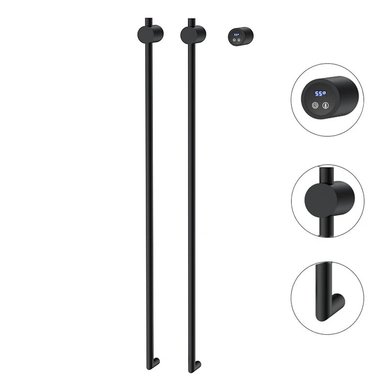 Modern Design SUS 304 Fast Heating Black Towel Radiator Infrared Heated Towel bar Warmer