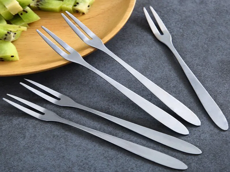 Home Kitchen Reusable Stainless Steel Mini Fruit Fork Cake Dessert Forks and Knives Set