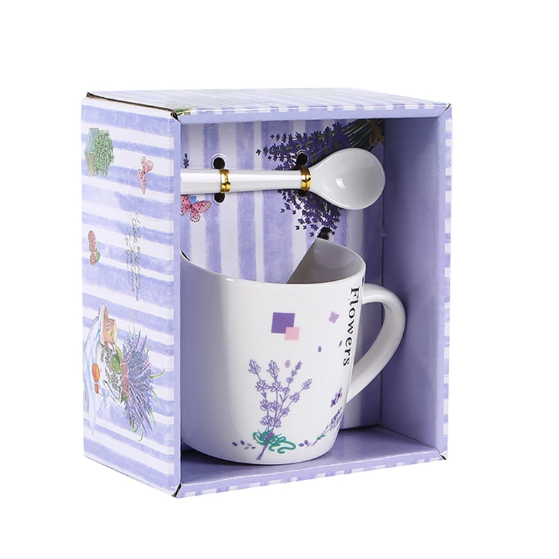 Portuguese Republic flower lavender  Tea Coffee Ceramic Mugs Customized Logo Acceptable coffee cup