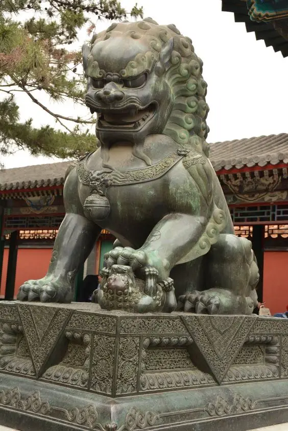 Casting Bronze Decoration Animal Sculpture Chinese Guardian Lion Brass Foo Fu Dog Statue For Front Door Gate Decor