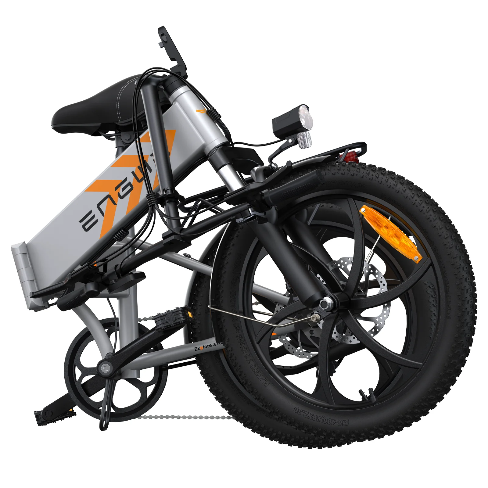 ENGWE P1  Silver Folding Electric Bike 20*2.3 inch Wide Tires 250W Motor 36V 13Ah Battery 25km/h,Dual Disc Brake Shimano 7 Gears