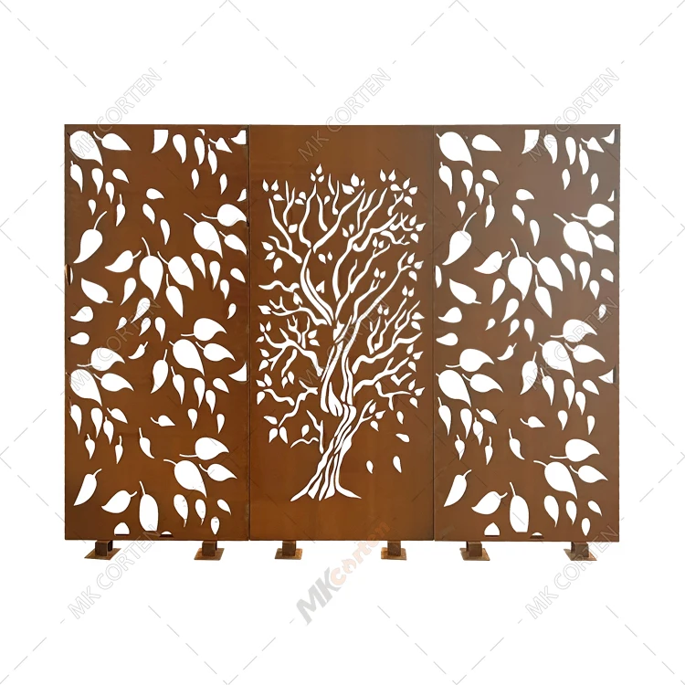 Custom Privacy Screen Panel Black Laser Cut Decorative Metal Corten Steel Balcony Screen Privacy Screens