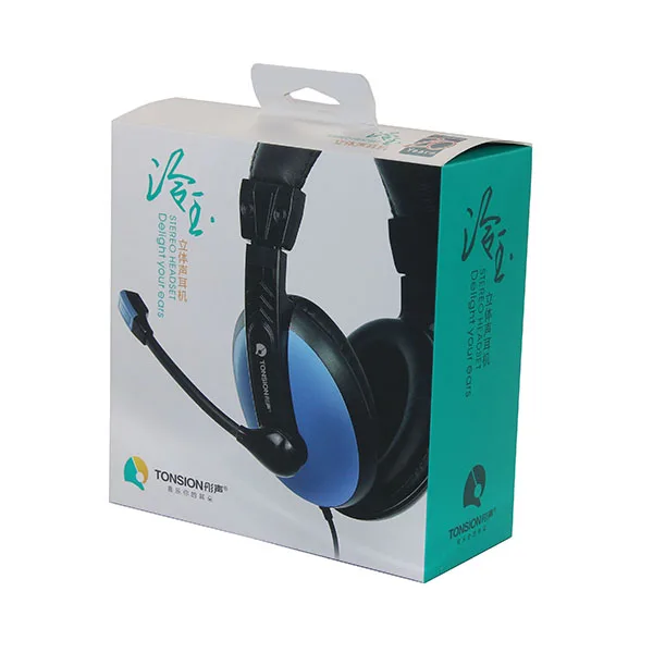 Hot Sales Factory Custom Logo Printed Delicate Color Paperboard Hanging Packaging Box for Stereo Headphones