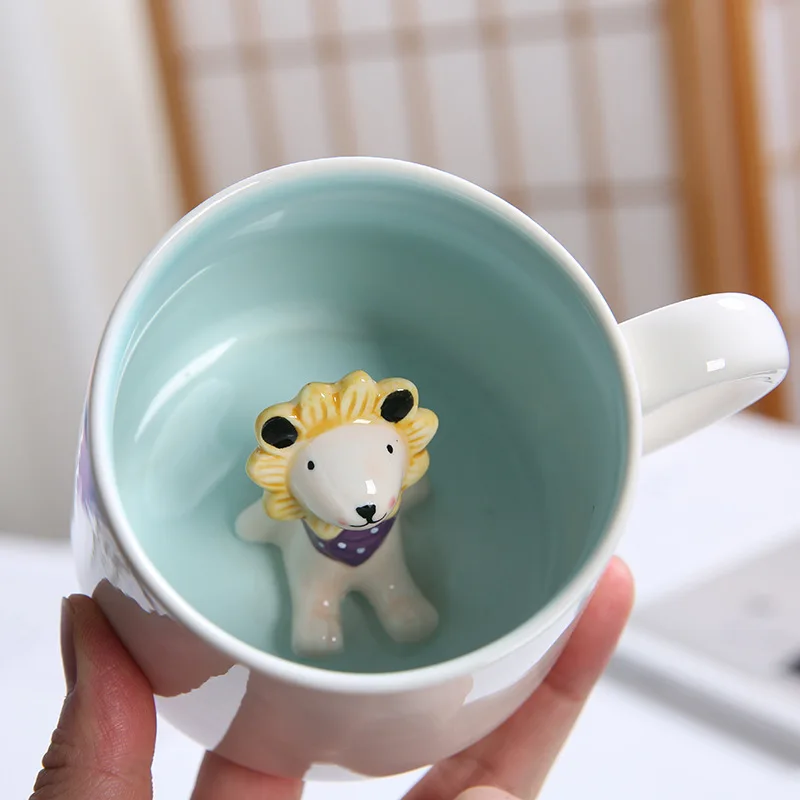 Wholesale Creative Retro Couple Tea Coffee Cup Gift Set Taza Caneca Unicorn Ceramic Mug With Lid