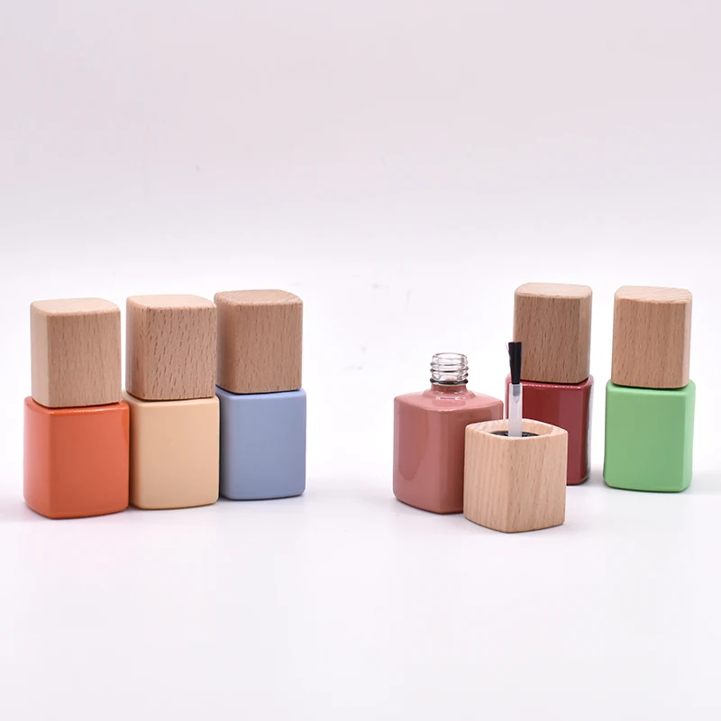 Custom High Quality Colorful Glass Empty Square Uv Gel Bottle Nail Polish