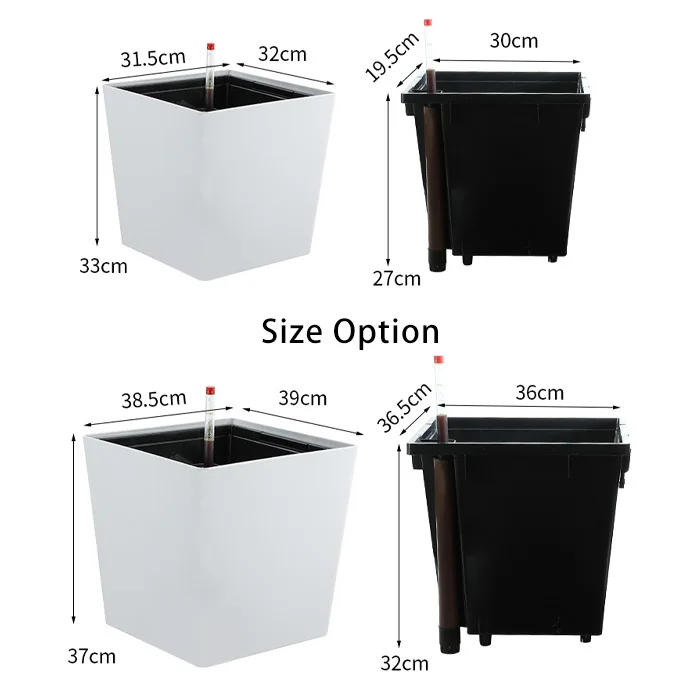 BRICE 12-inch large planter box self watering plastic flower pots distribution flower pots plastic white color