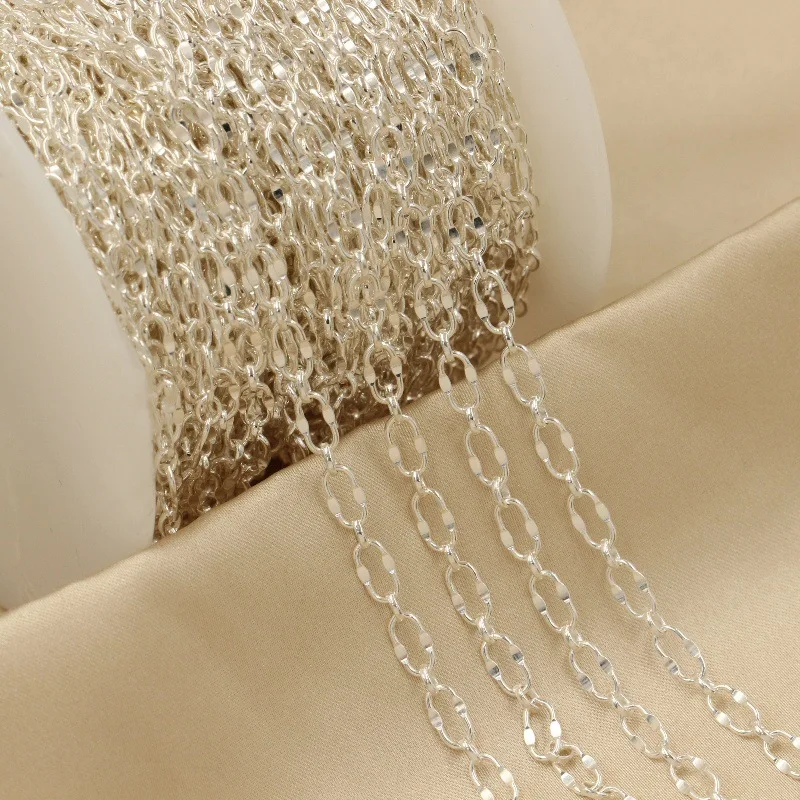 14K Gold Filled Hammered Oval Cable 3mm Chain Necklace Peanut Rectangle Link Chain Tarnish Resistant DIY Jewelry Findings