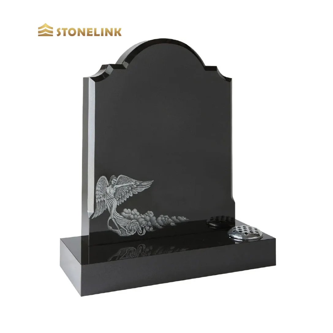 Stonelink Custom Beautiful Design Monuments Absolute Black Granite Tombstone Headstone For Grave