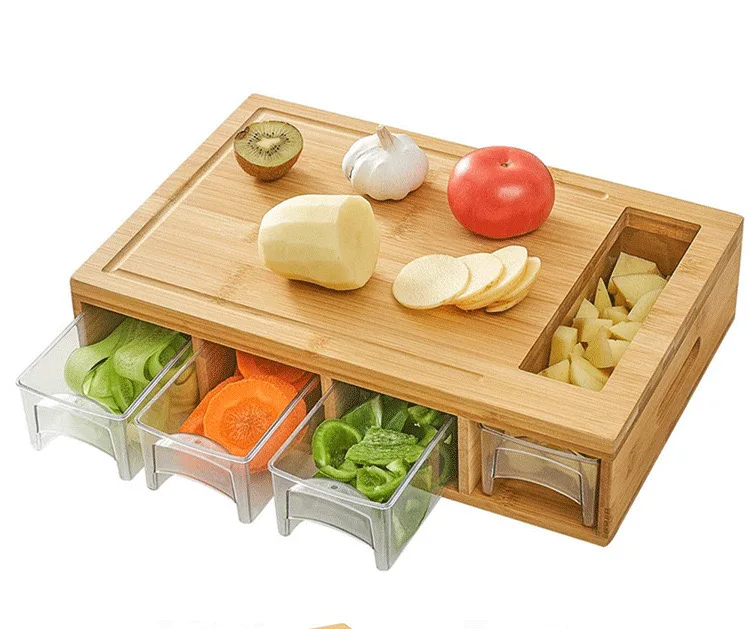 Large Bamboo Cutting Board Chopping Blocks With Trays Draws Wood Butcher Block With 4 Drawers - Buy Wood Butcher Block With 4 Dr