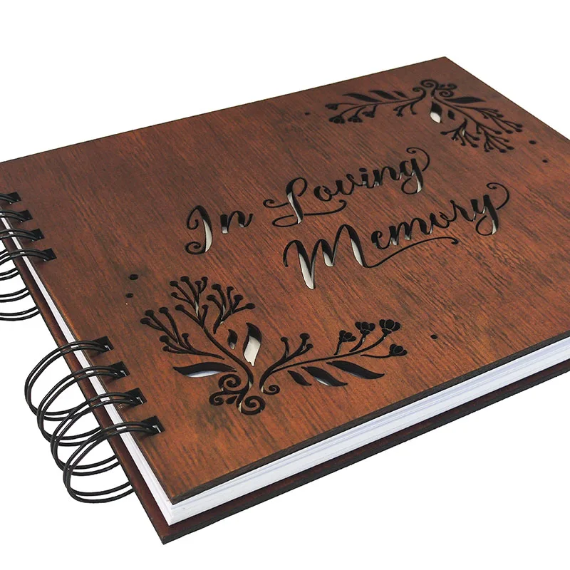 PU Cover Paper Cover Wooden Cover In Loving Memory Funeral Guest Book For Funeral Custom Printing