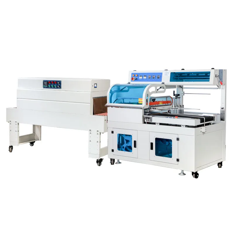 Automatic heat tunnel pof l type unlimited length film sealing shrink wrapping machine for aya natural bottle sardine tin can