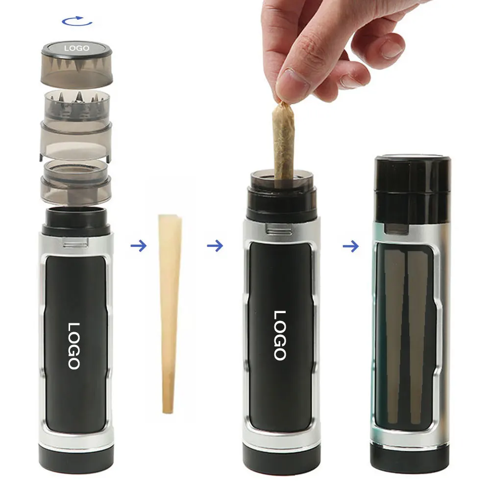 Custom Logo Newest Manual Plastic Herb Spice Flower Funnel Filler Smoking Accessories Tobacco Grinder With Storage Case