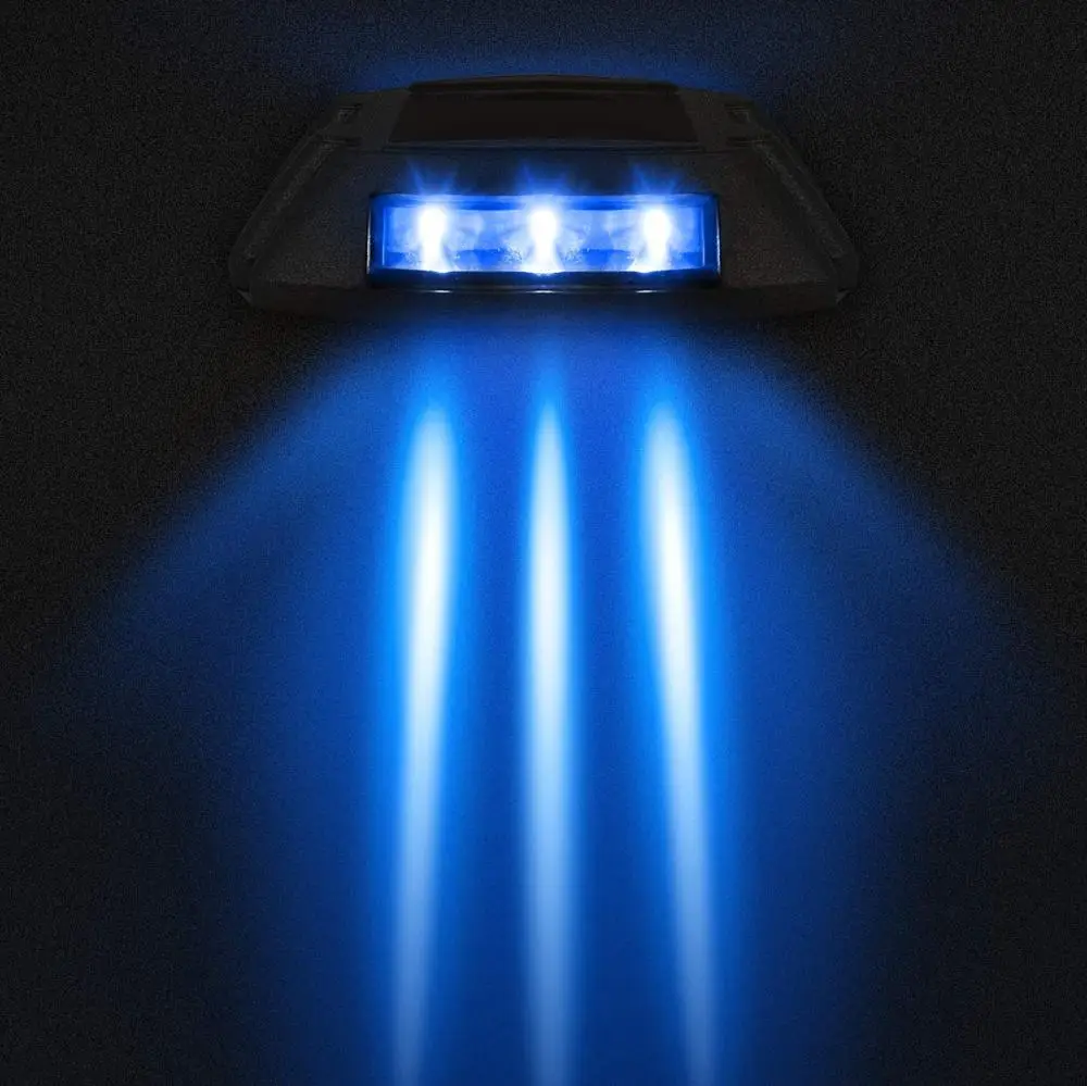 
Blue color Solar 6 LED Powered Road Step Light Dock Light for Outdoor Driveway Deck Garden Ground Path Yard 
