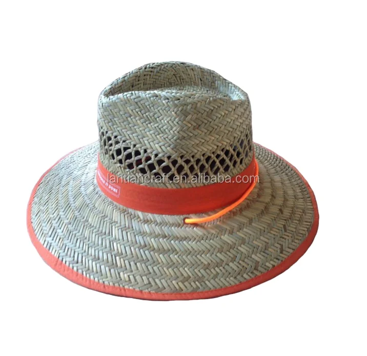 Wholesale Customized Mexican wide brim straw hat Sombrero Beach Surf Lifeguard Hat