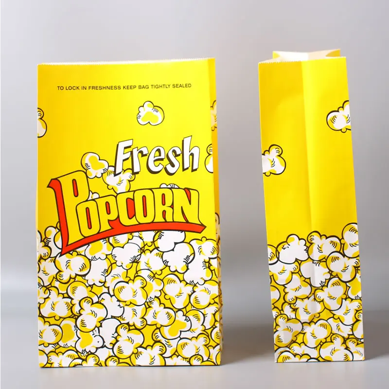 
 Food grade biodegradable printing kraft  popcorn paper bags or plastic bags for food packaging  