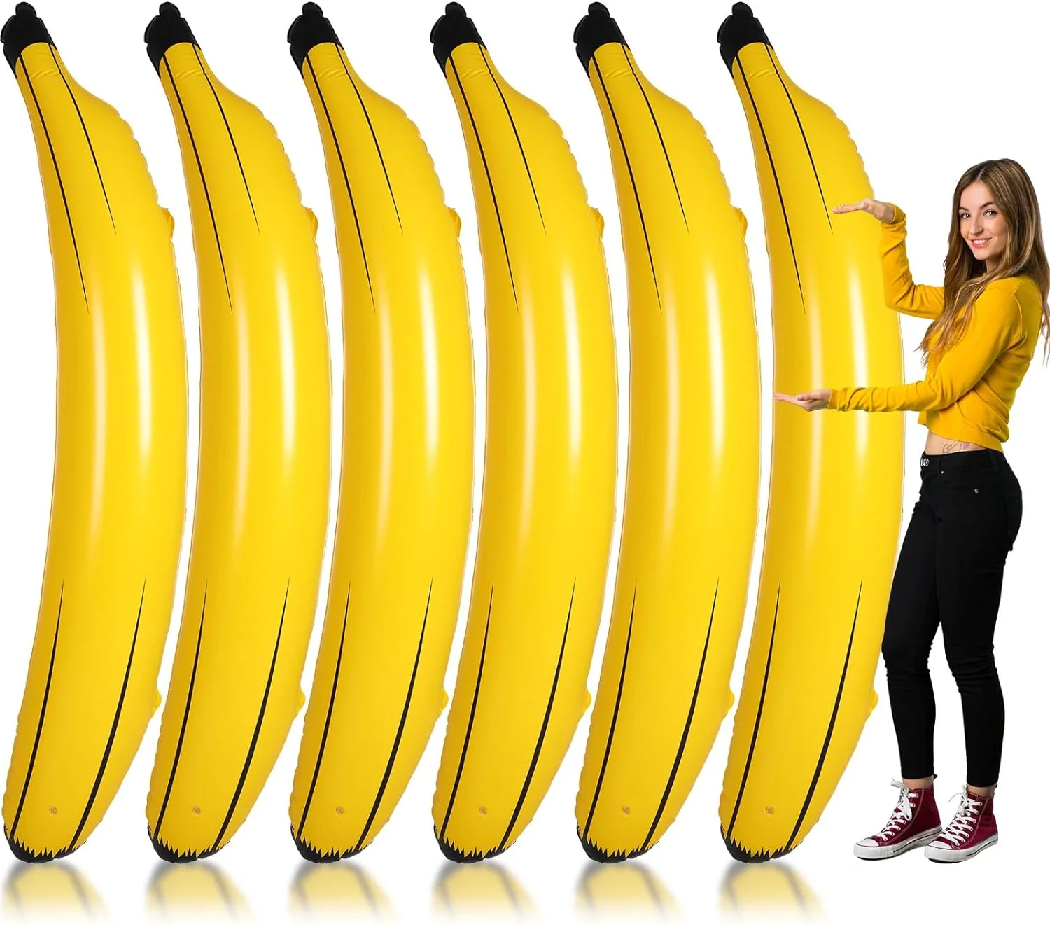 70 Inch Giant Inflatable Banana PVC Banana Toy Fun Banana Props for Indoor Outdoor Party Decoration