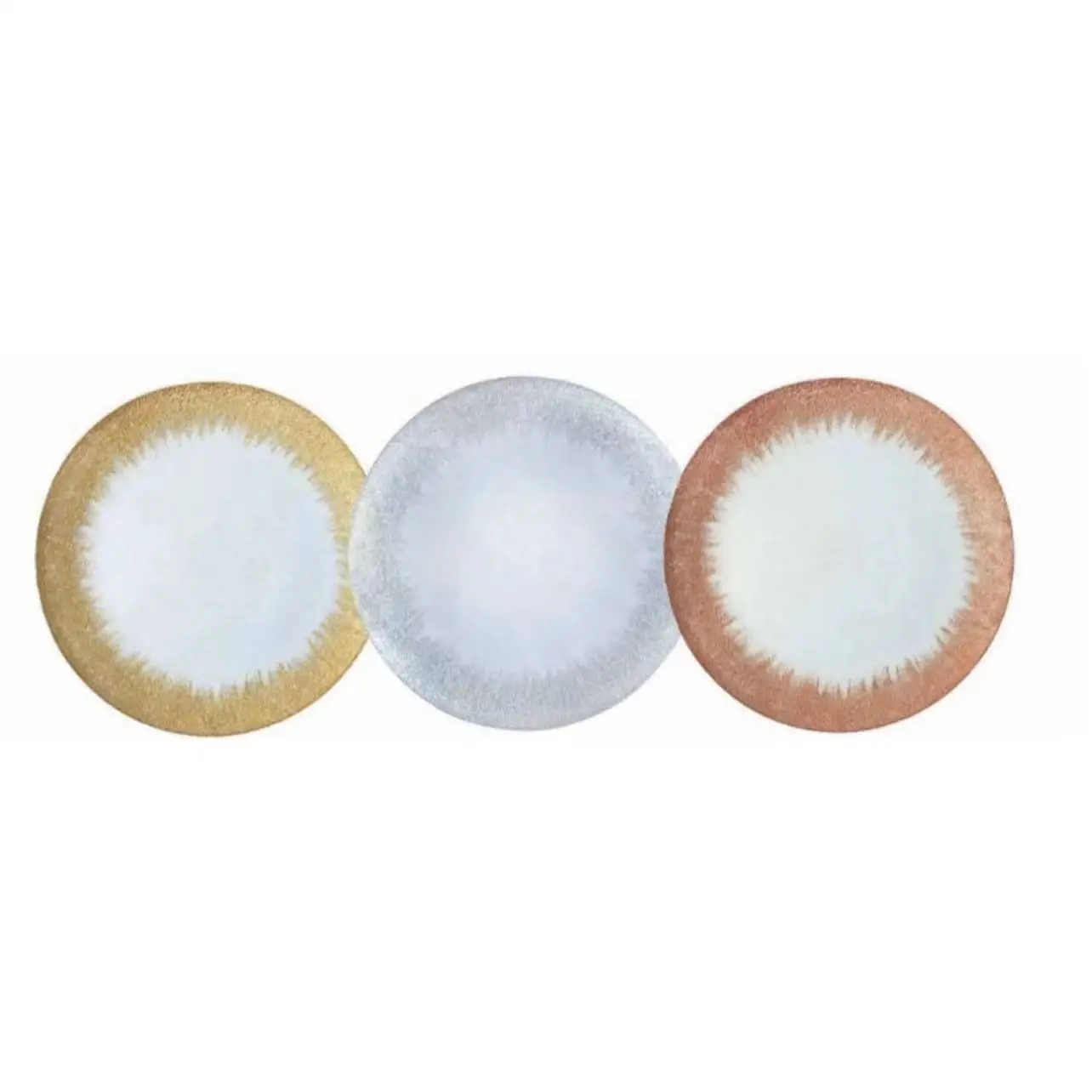 BST wholesale wedding glass charger plate clear plastic party gold leaf table dinner charger plates