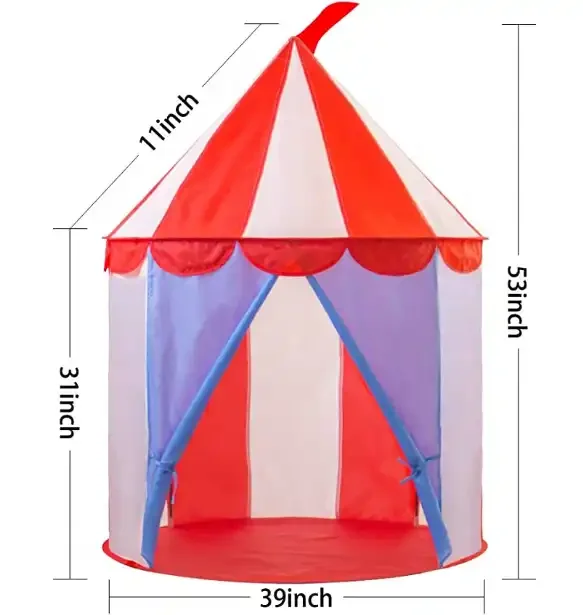 Circus Play Tent For Kids Foldable Pop Up Playhouse For Children with Carrying Case
