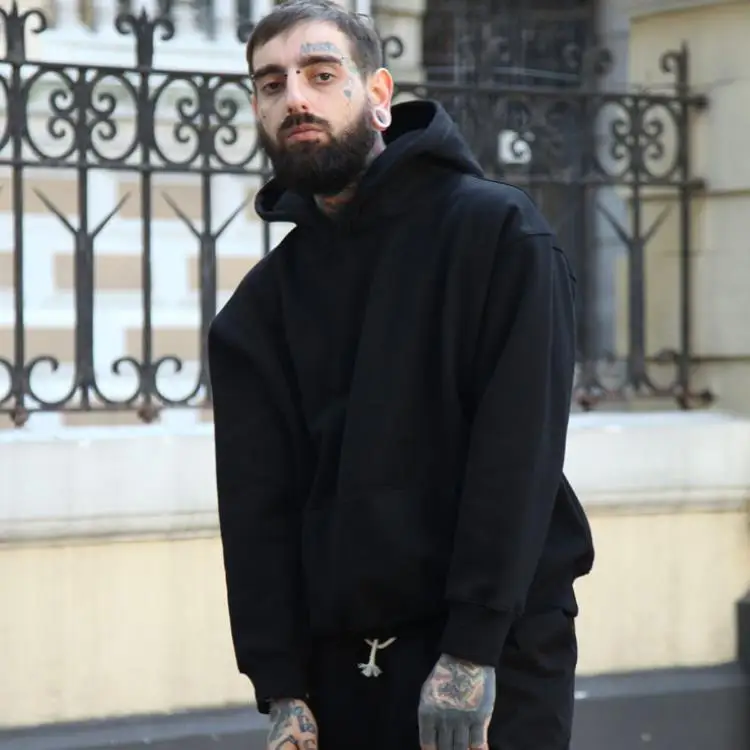 Manufactory Wholesale Custom Winter Thick Pullover Fleece  Loose Oversized Blank  Printing Logo Cheap  Hoodies Men