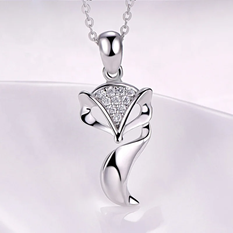 
2020 cute hot fashion fox personalized 925 sterling silver necklace animals pendant for women 