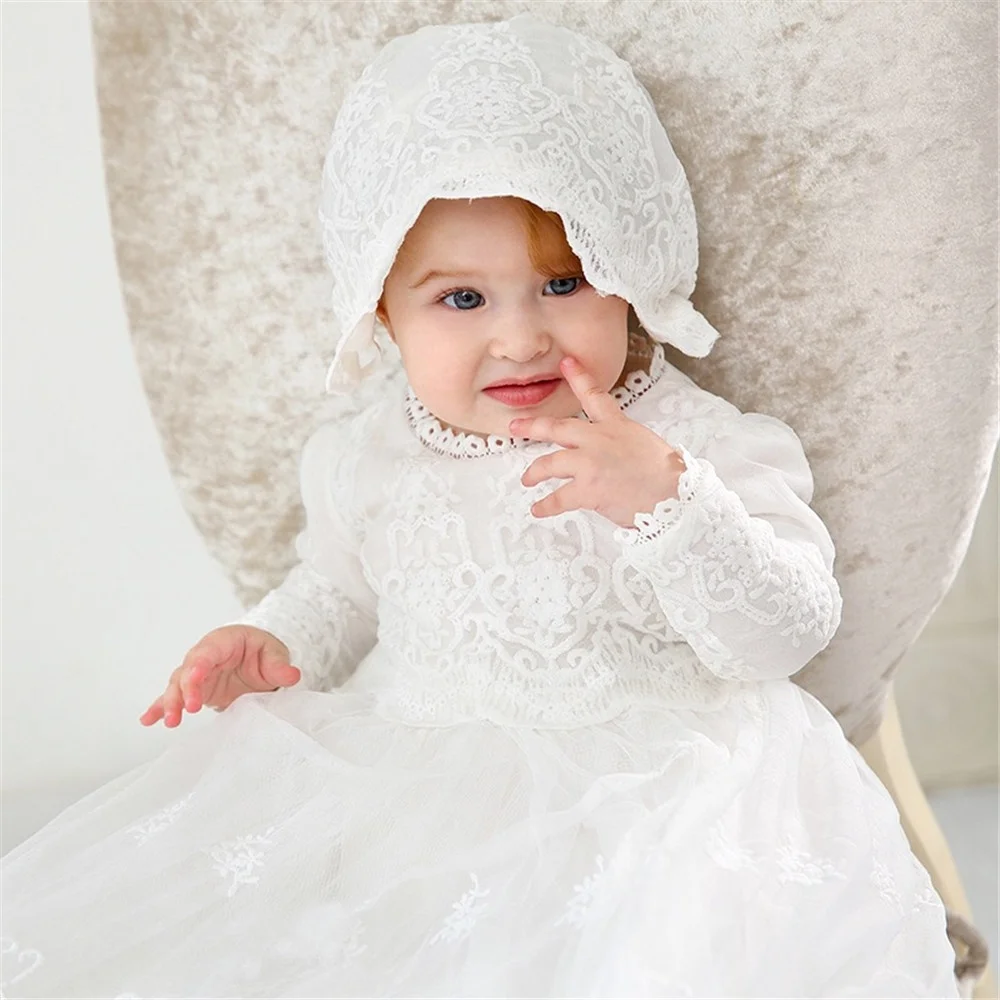 
High quality Newborn baby Girl baptism costume christening blessing gown Party Wedding dress Birthday Party Clothing long sleeve 