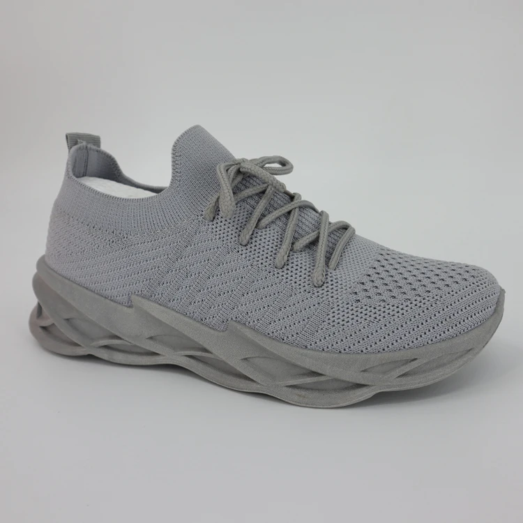 
mesh breathable hiking cloth cushion knitted Sports grey women ODM OEM Wholesale 3D fly knitting shoes 