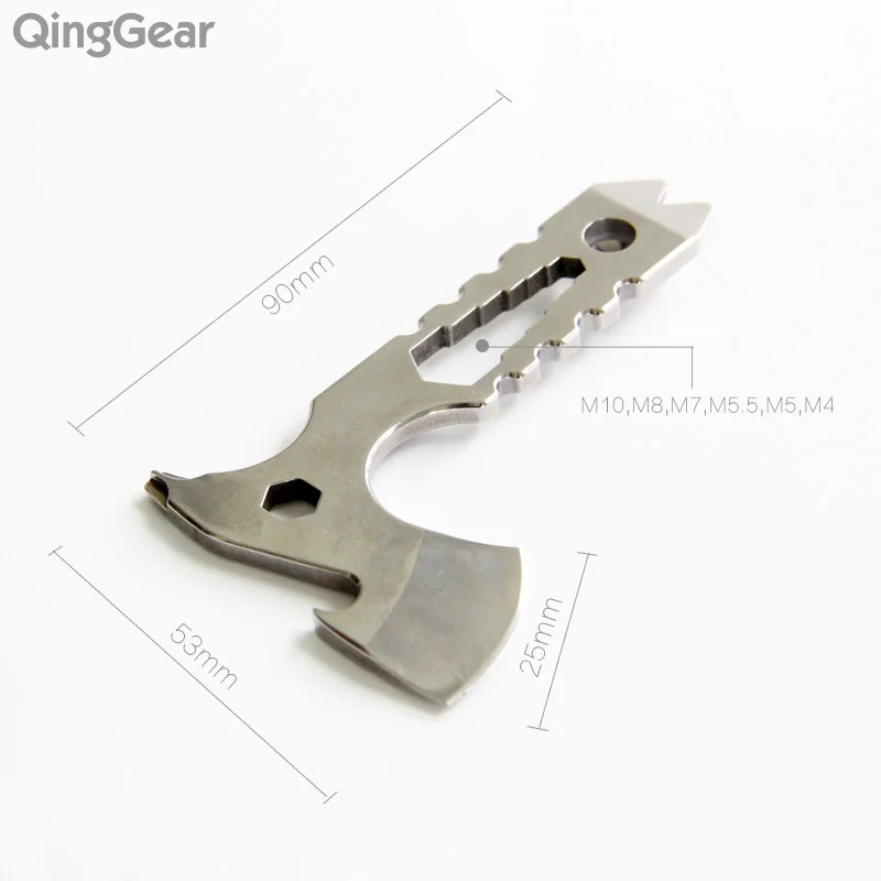 QingGear Neck Knife Ax Hatchet Nail Puller Mini Prybar Screwdriver Bottle Opener EDC With Kydex Sheath