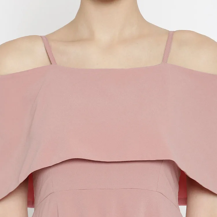 China wholesale casual spaghetti strap off shoulder midi dress for women