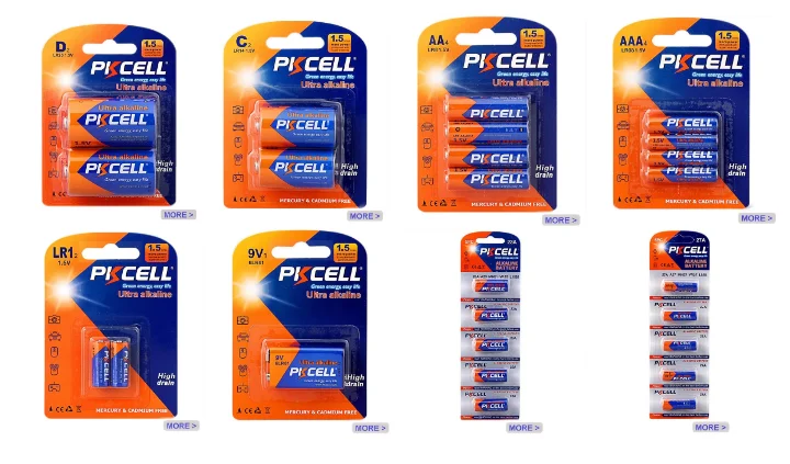 Alkaline battery AA AAA D C 9V 23A 27A LR1 LR03 LR06 LR14 LR20 non rechargeable for toys computer remote control