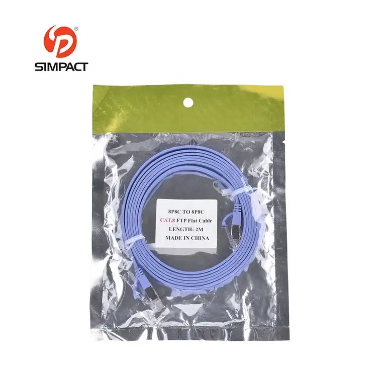 Simpact Custom High Quality Pvc/Pe/Lszh/Cmp/Cmr Jacket Eco-Friendly Cca/Bc 22Awg Cat8 Rj45 Cable Patch Cord Cat8 Cable