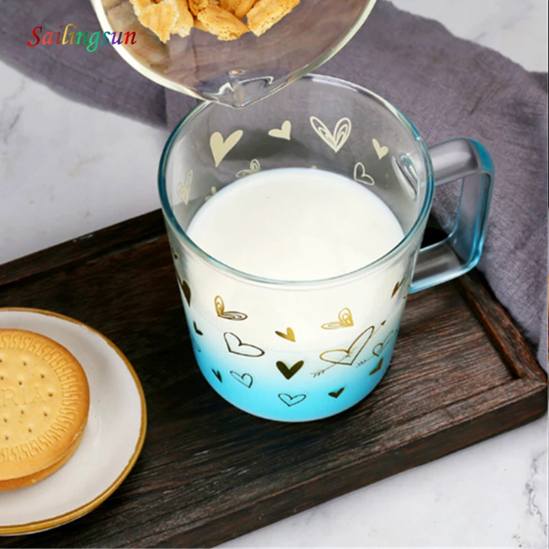 golden decal brief simple style thermo colored borosilicate glass tea coffee mug