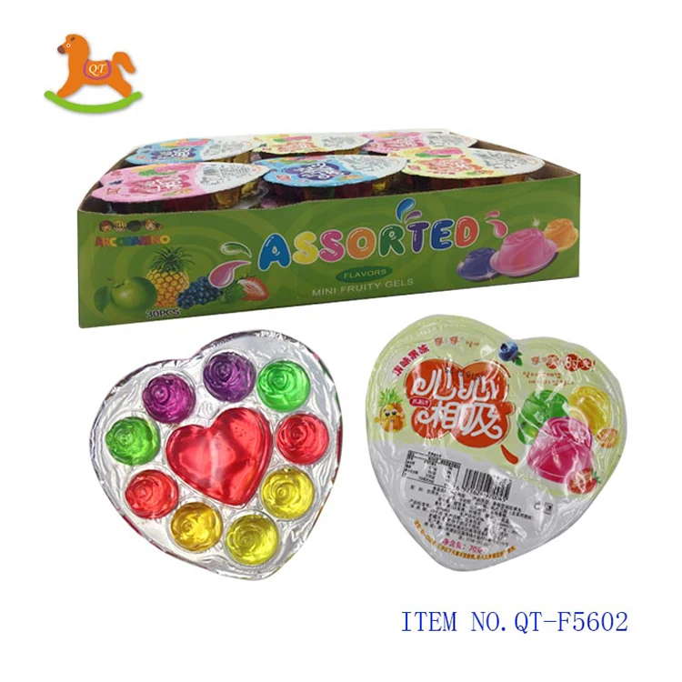 Cute heart with rose flower shaped soft jelly fruity flavor pudding sweet candy for kids