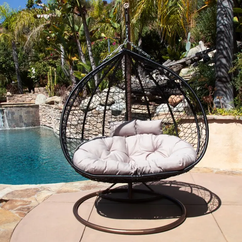 Double Patio Swings indoor Hanging Egg Chairs Rattan / Wicker Chairs Hammock Outdoor Swing Chair
