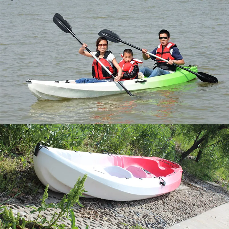 Double 2 person plastic fishing canoe wholesale kayak rowing boat