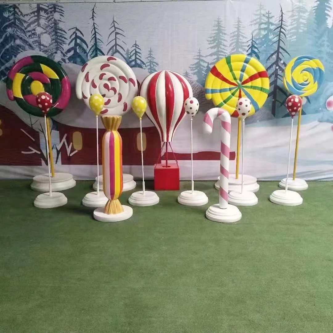 candyland party decorations giant resin fiberglass fake foam candy lollipop display props sculpture statue for sale