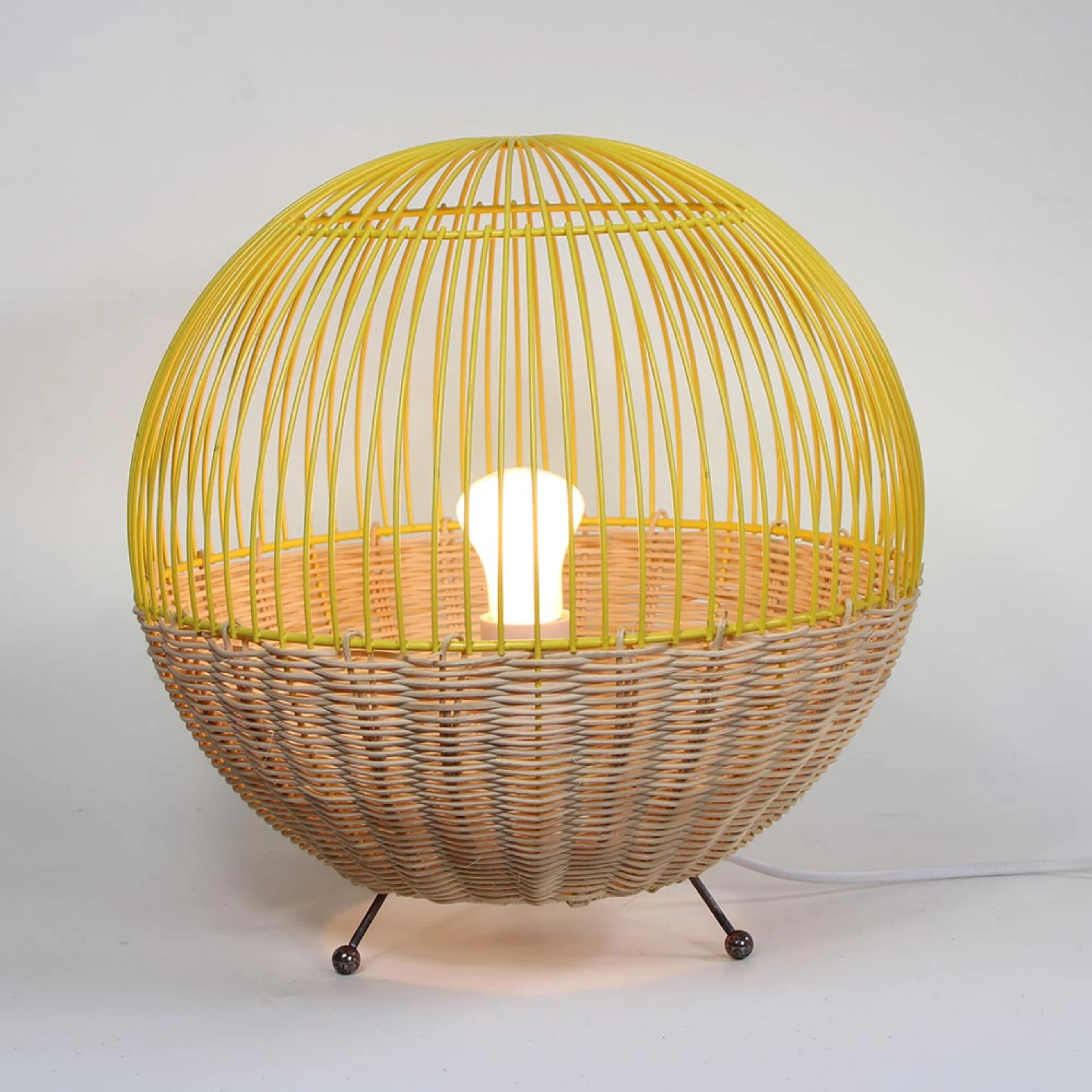 Yellow Edison shade  Industrial Desk Lamp Metal Lamp Shade Cage Table Lamp for Nightstand