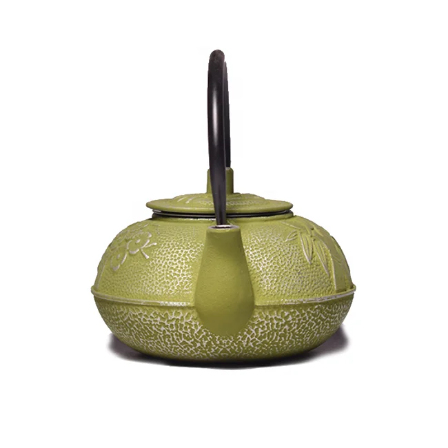 Light Green Cast Iron Enamel Coated Tea Pot Kettle with Infuser 0.5L