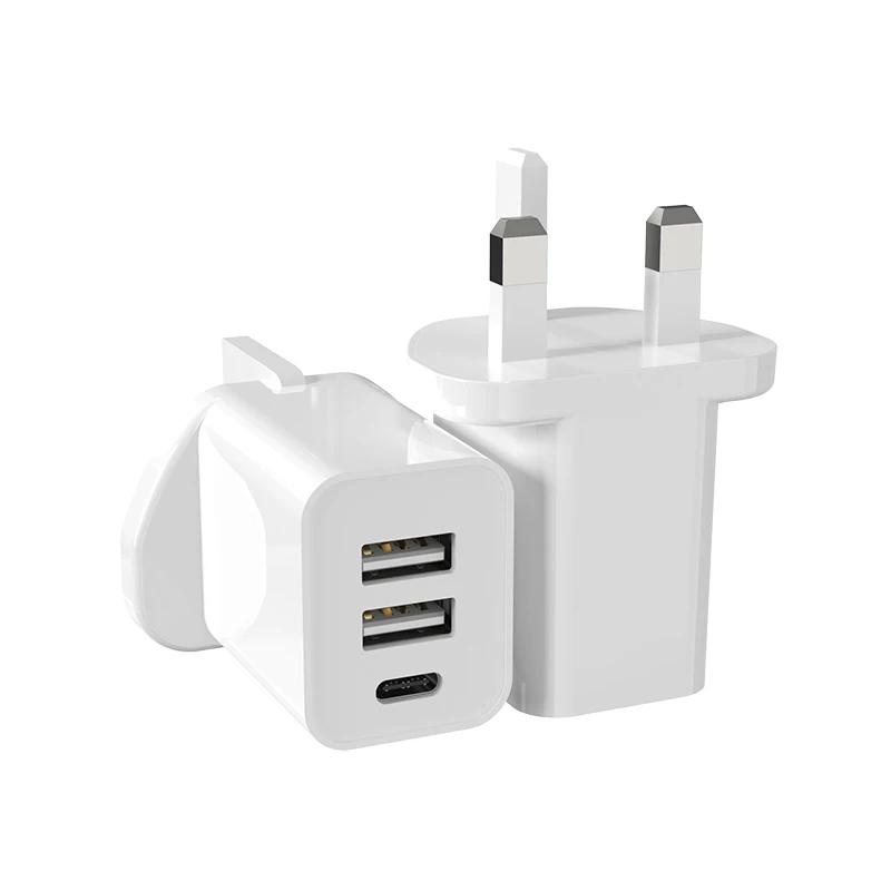 2022 new technology product 15W UK Dual USB + PD 3 Ports mobile charger for samsung charger for iphone charger fast charging