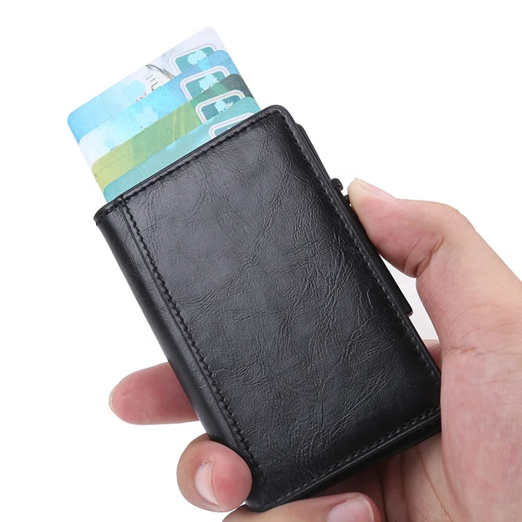 RFID multiple card storage leather card holder wallet gift card holder pop up
