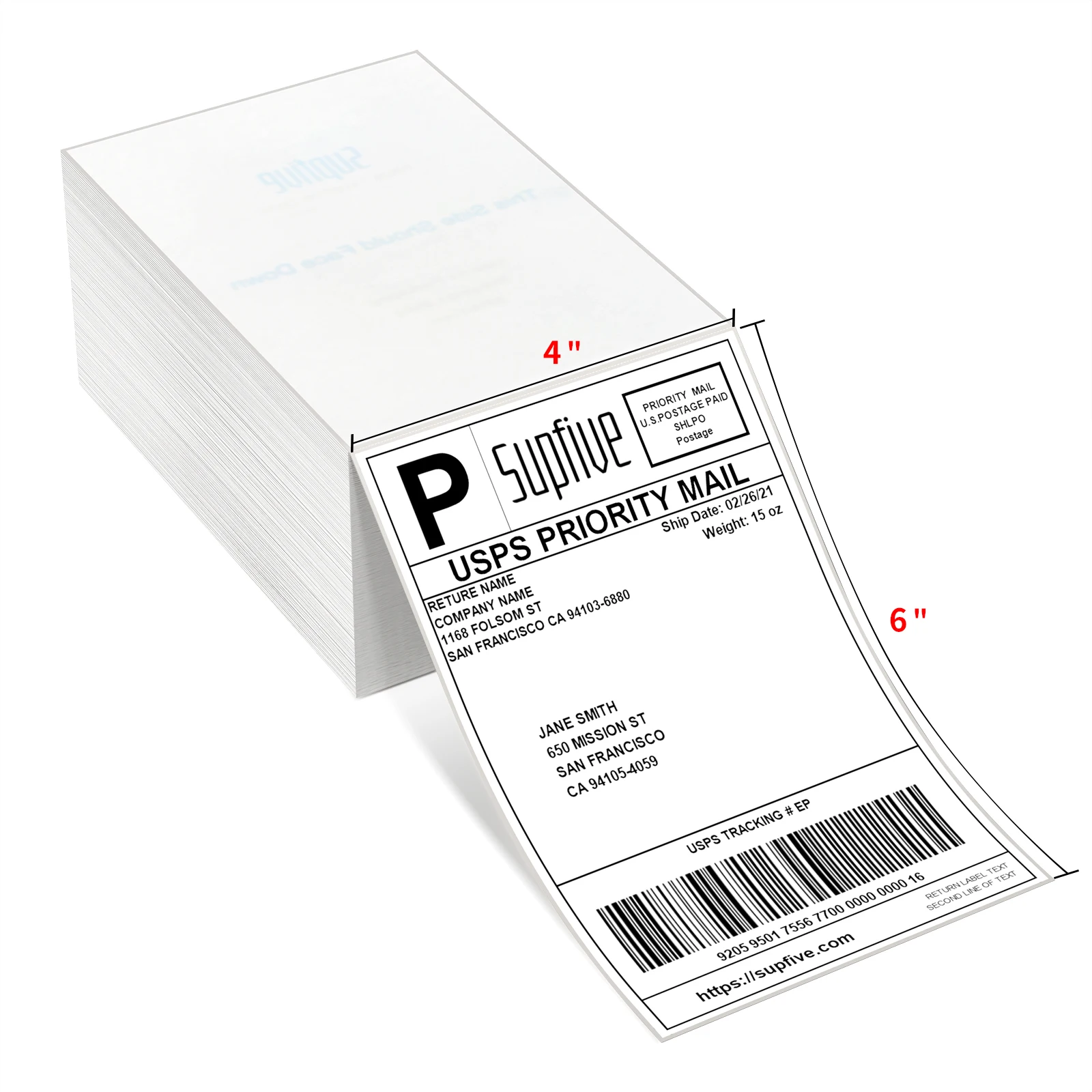 Factory Custom Pack of 500 4x6 Thermal Labels Fanfold Perforated and Strong Adhesive Direct Thermal Shipping Labels