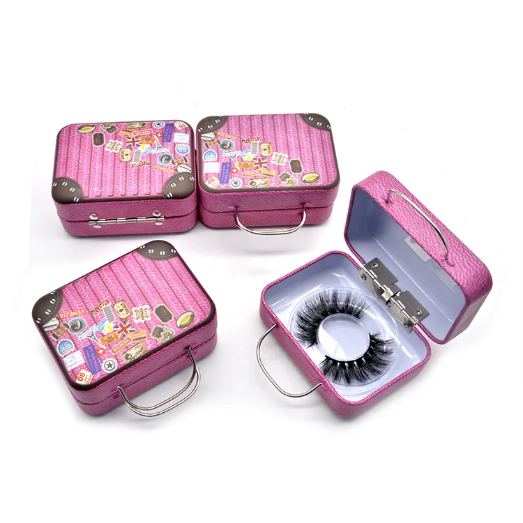 
RTS Wholesale mini Metal Vintage Suitcase Eyelashes Case Lash Package 