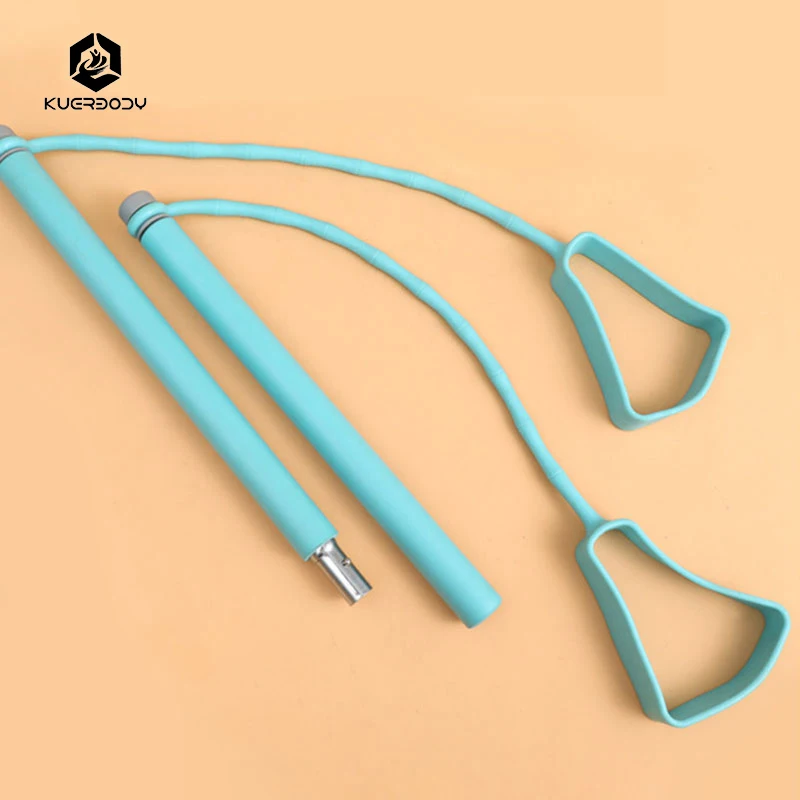 Yoga Pilates Bar Exercise Resistance Band Kit Portable Pilates Stick Muscle Toning Bar Home Poly Bag Customized Logo Availale