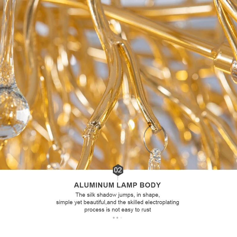 Modern branch-shaped water drop ceiling led chandelier Villa restaurant hotel luxury large crystal chandelier