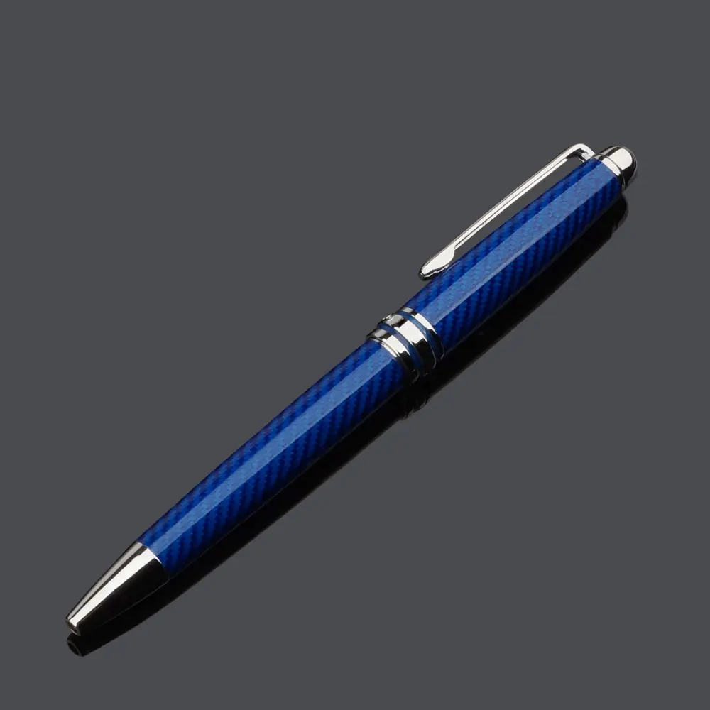 Luxury Dark Blue Carbon Fiber Classic Mont Blank Metal Ballpoint Pen