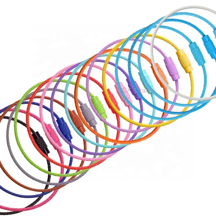 Stainless Steel Cable Key Ring Color Coated Wire Key Rings